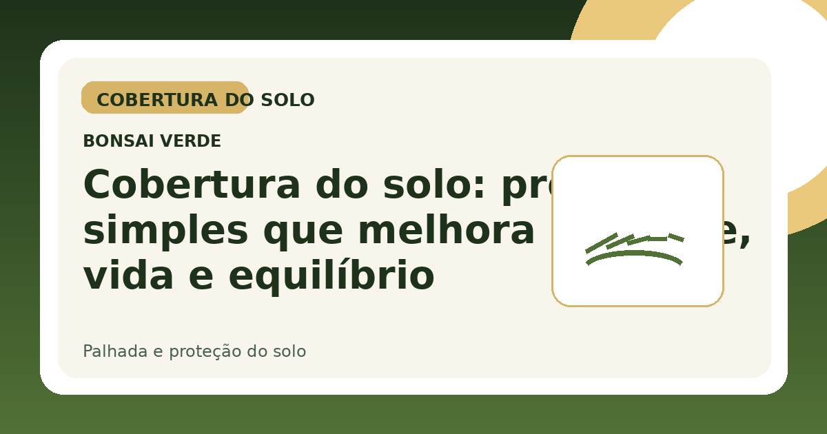Cobertura do solo: proteção simples que melhora umidade, vida e equilíbrio